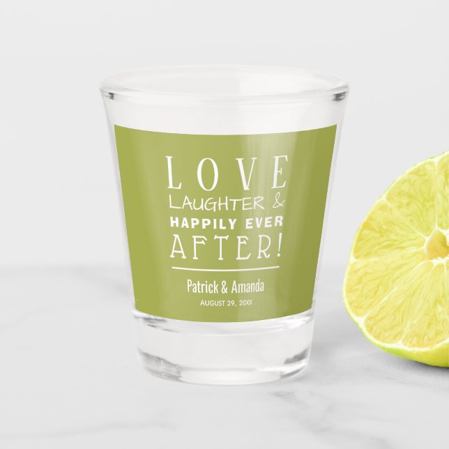 Copo De Shot Casamento Verde de Amor e Raios (Frente)