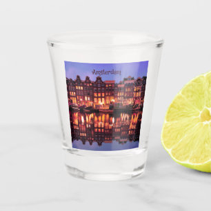 Copo De Shot Casas de Linhas de Amsterdã no Canal