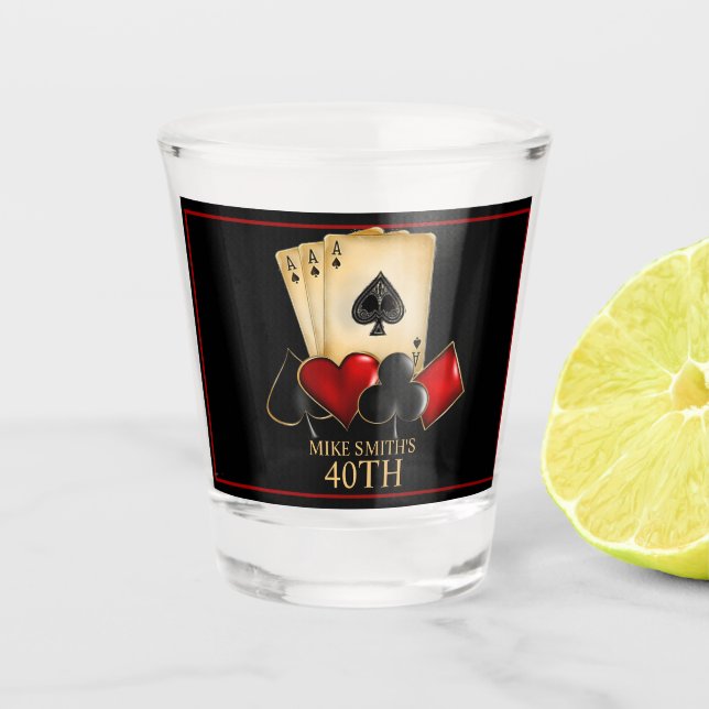 COPO DE SHOT CASINO NOITE, POKER NOITE, JOGO, CARTÃO (Frente)