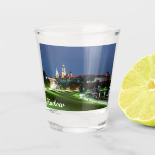 Copo De Shot Castelo Wawel à noite em Cracóvia, Polônia