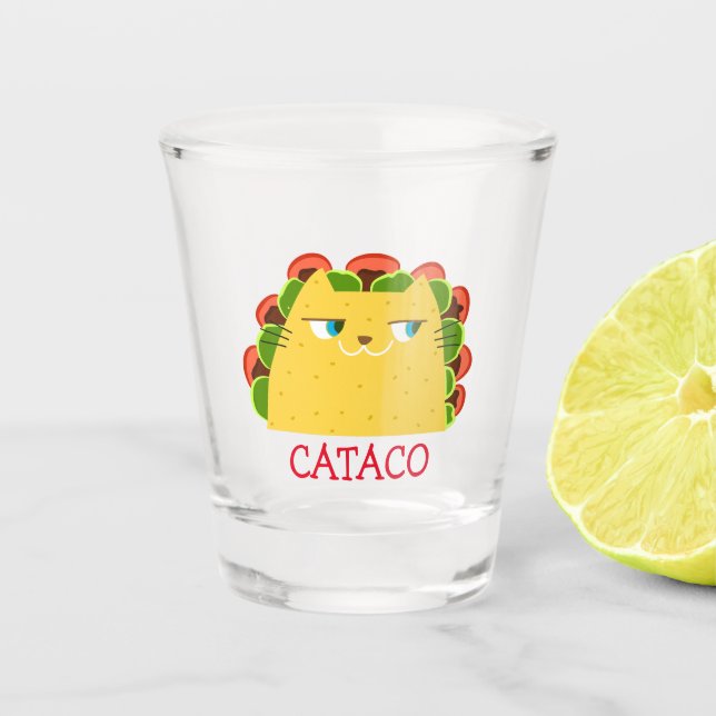 Copo De Shot Cataco Funny Taco Mexicano Booo Cat Tequila (Frente)