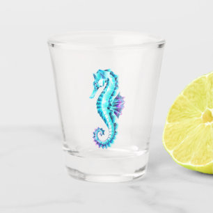 Copo De Shot Cavalo de Gelo Cristal em Fundo Azul