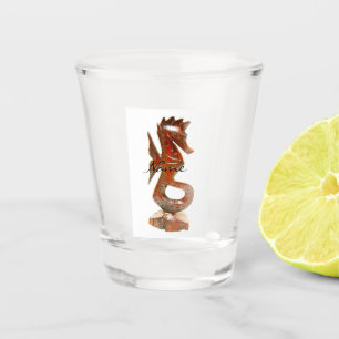 Copo De Shot cavalo marinho de madeira cinzelado moderno