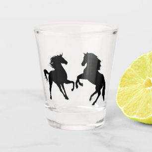 Copo De Shot Cavalos Pretos - Silhueta - Desenho