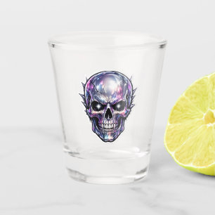 Copo De Shot Caveira Cromada Brilhante - Design com Brilho Escu