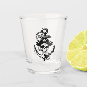 Copo De Shot Caveira e Âncora de Pirata Negrito - Design náutic