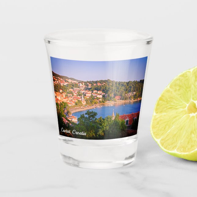 Copo De Shot Cavtat, Vista da Cidade da Croácia do Mausoléu (Frente)
