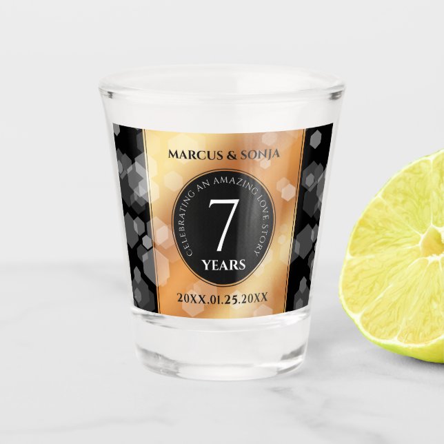 Copo De Shot Celebração do Aniversário do Casamento de Cobre 7  (Frente)