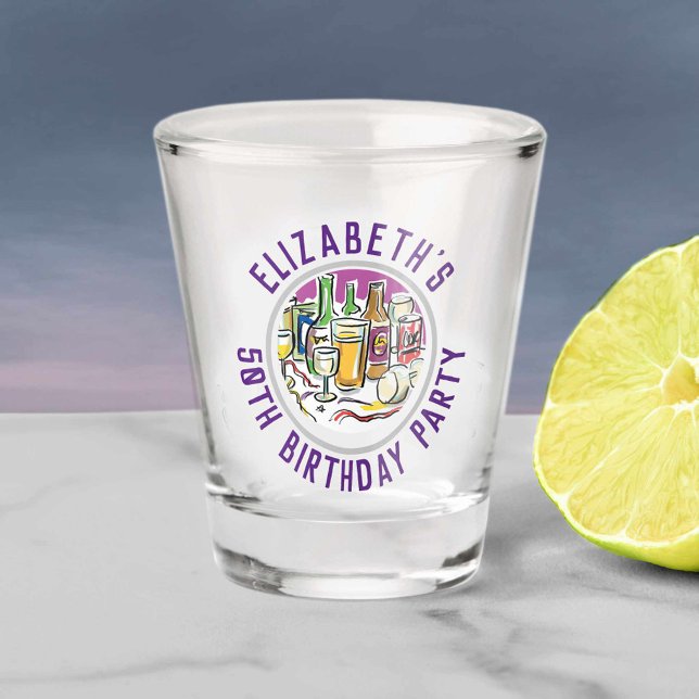 Copo De Shot Celebração do Vidro Atirado de 50 Anos (Criador carregado)