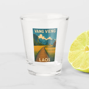 Copo De Shot Cenário da Viagens vintage Retro Vang Vieng Laos
