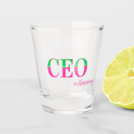 Copo De Shot CEO Motivacional em Treinamento Rosa e Verde