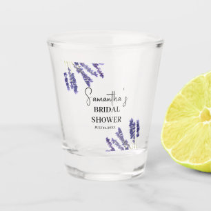 Copo De Shot Chá de Bebê com Flores de Lavanda em Aquarela Roxa