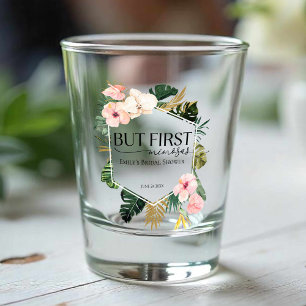 Copo De Shot Chá de Bebê Tropical Floral Mas Primeiro Mimosas