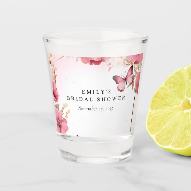 Copo De Shot Chá de Noiva Borboletas no Coração (Frente)