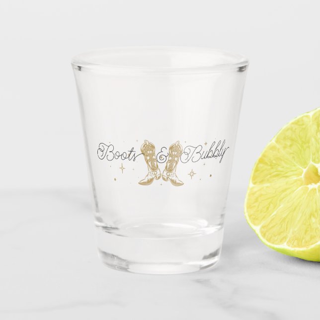 Copo De Shot Chá de Noiva Botas e Bolhas (Frente)