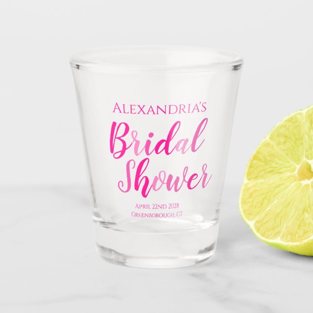 Copo De Shot Chá de Noiva Festa Moderna Rosa Choque (Frente)