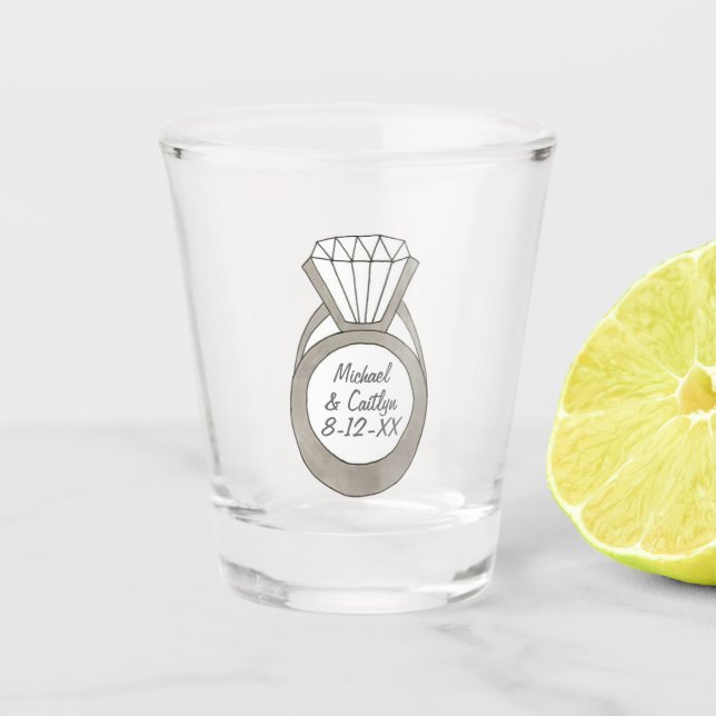 Copo De Shot Chá de panela de Casamento do Noivado Diamond (Frente)