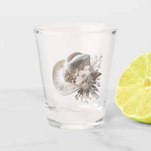 Copo De Shot Chapéu branco com flores