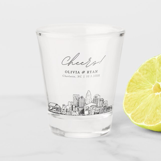 Copo De Shot Charlotte Wedding Favorece Chefias Personalizadas (Frente)