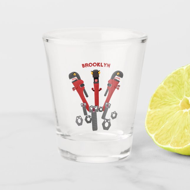 Copo De Shot Chave inglesa engraçada monstros ferramentas humor (Frente)