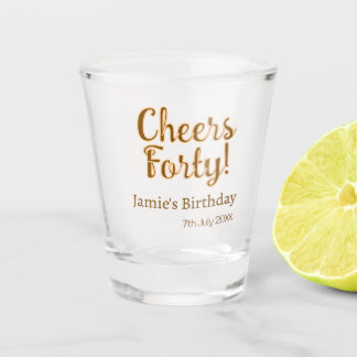 Copo De Shot Cheers forty orange brown calligraphy birthday nam