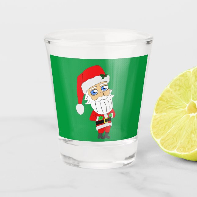 Copo De Shot Chibi santa claus de vidro (Frente)