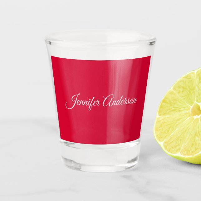 Copo De Shot Chic Calliographic Elegante Cherry Red Personaliza (Frente)