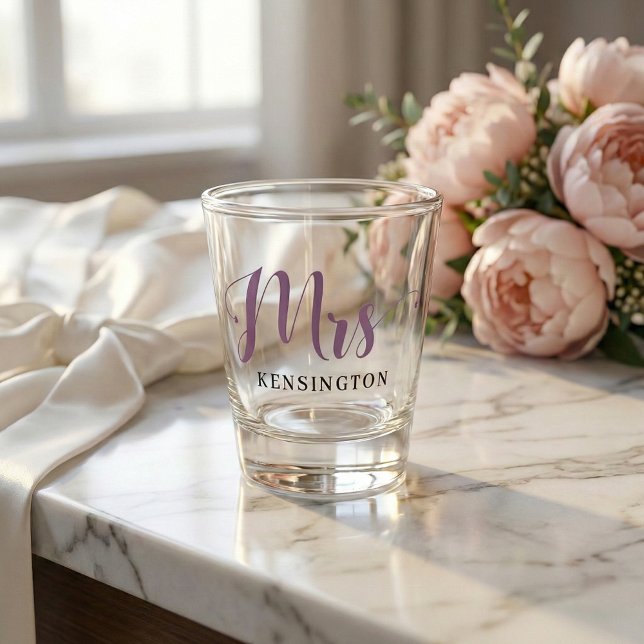 Copo De Shot Chic Custom Mrs Newlywed Typography (Criador carregado)