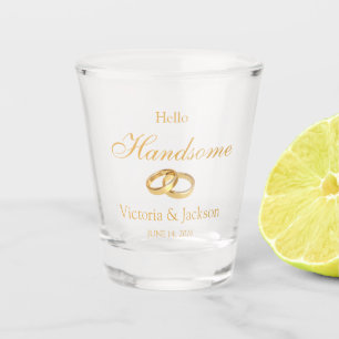 Copo De Shot Chic Dourado Monogramed Wedding Keepsasak