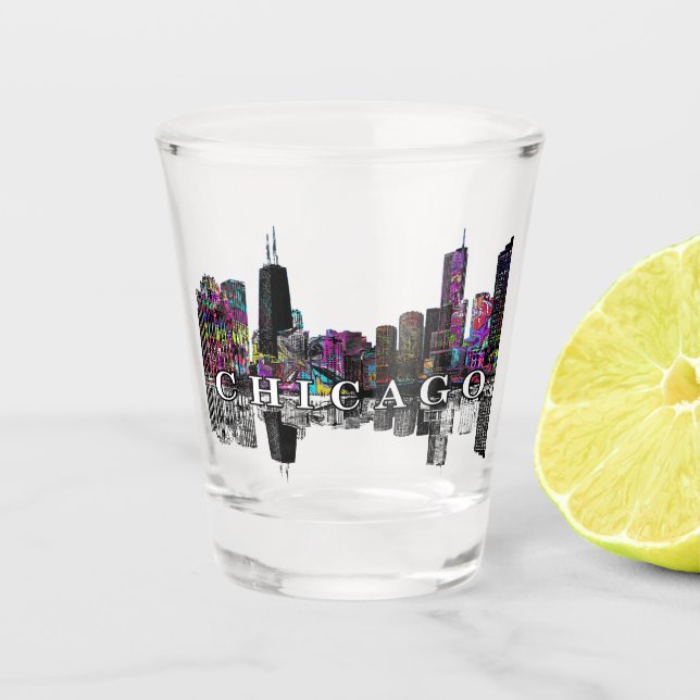 Copo De Shot Chicago Illinois em grafite Shot Glass (Frente)