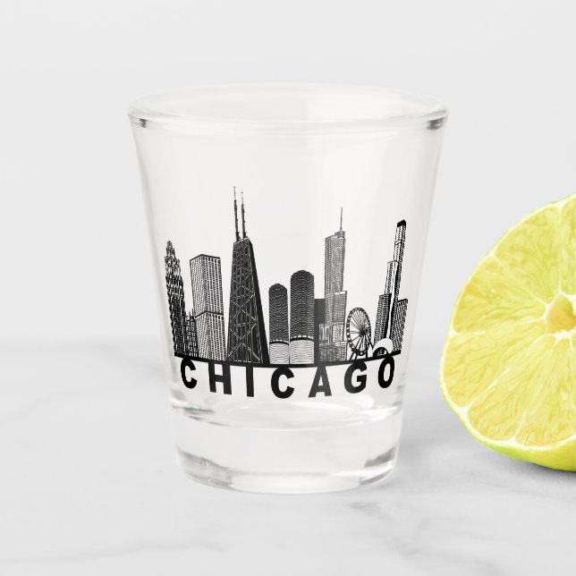 Copo De Shot Chicago Skyline Silhouette  (Frente)