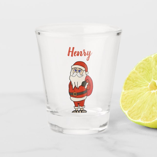 Copo De Shot Chinelos de Natal do Papai Noel Personalizado (Frente)