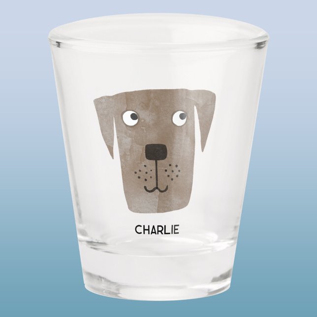 Copo De Shot Chocolate Labrador Retriever Dog Personalizado (Fun Chocolate Labrador Retriever Dog personalized name shot glass for animal lovers)
