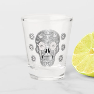Copo De Shot Chrome Calavera (Rosa Branca) Vidro Atirado