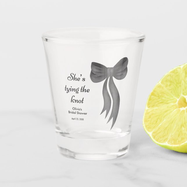 Copo De Shot Chuva de Arroz com Laço Preto Chá de Noiva  (Frente)