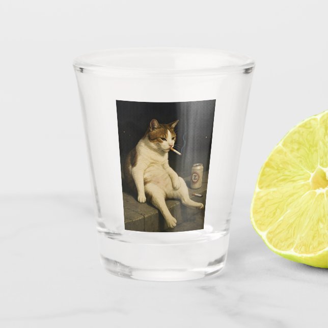 Copo De Shot Cigarette Kitten Funny Smoking Cat Gen Z Meme (Frente)