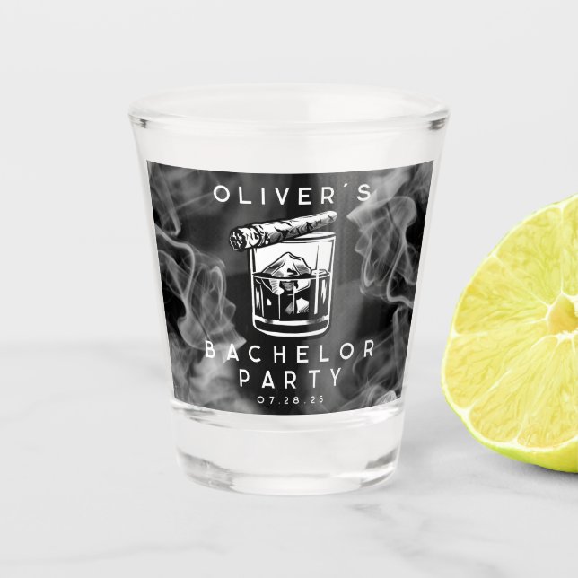 Copo De Shot Cigarros e Whiskey Preto para Festa de Solteiro Mo (Frente)