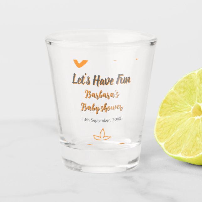 Copo De Shot Cinza-de-laranja retro-espanhol chá de fraldas boh (Frente)