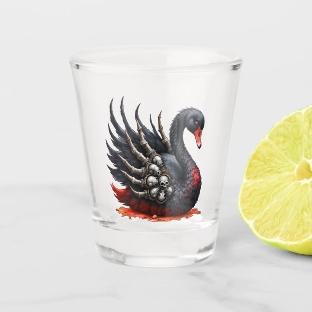 Copo De Shot Cisne Negro de Ossos – Elegância Gótica (Frente)