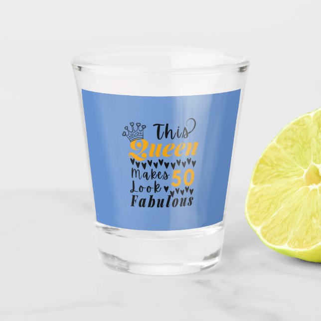 Copo De Shot Citação para a Rainha do 50º aniversário (Frente)