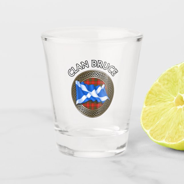 Copo De Shot Clan Bruce Tartan Knot & Flag (Frente)