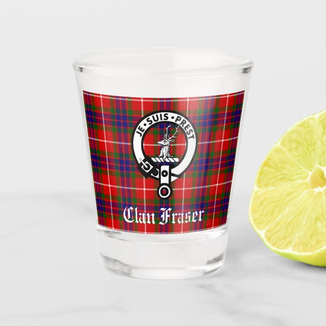 Copo De Shot Clan Fraser Crest Crachá e Tartan (Frente)