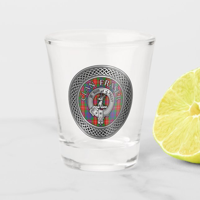 Copo De Shot Clan Fraser Crest & Tartan Knot Shot Glass (Frente)