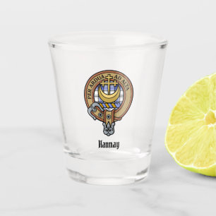 Copo De Shot Clan Hannay Crest sobre Tartan