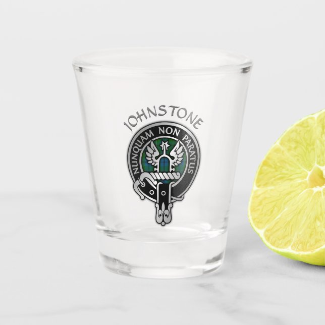 Copo De Shot Clan Johnstone Crest & Tartan Shot Glass (Frente)