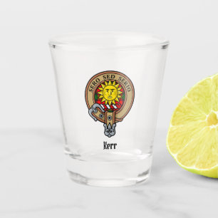 Copo De Shot Clan Kerr Crest sobre Tartan