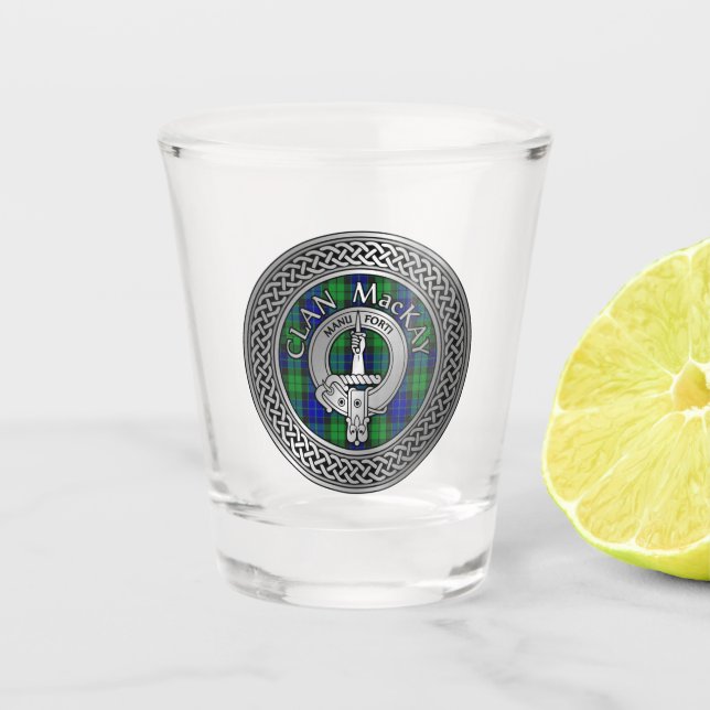 Copo De Shot Clan MacKay Crest & Tartan Knot Shot Glass (Frente)