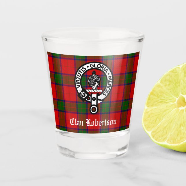Copo De Shot Clan Robertson Crest Crachá & Tartan (Frente)
