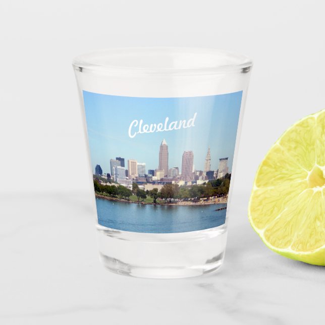 Copo De Shot Cleveland OH Lake Skyline Shot Glass (Frente)