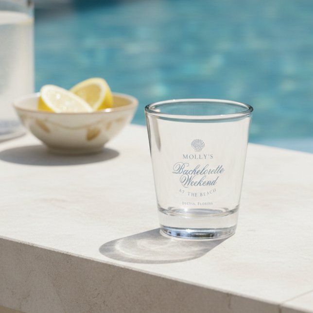 Copo De Shot Coastal Blue Seashell Bachelorette (Coastal Blue Seashell Bachelorette Shot Glass)